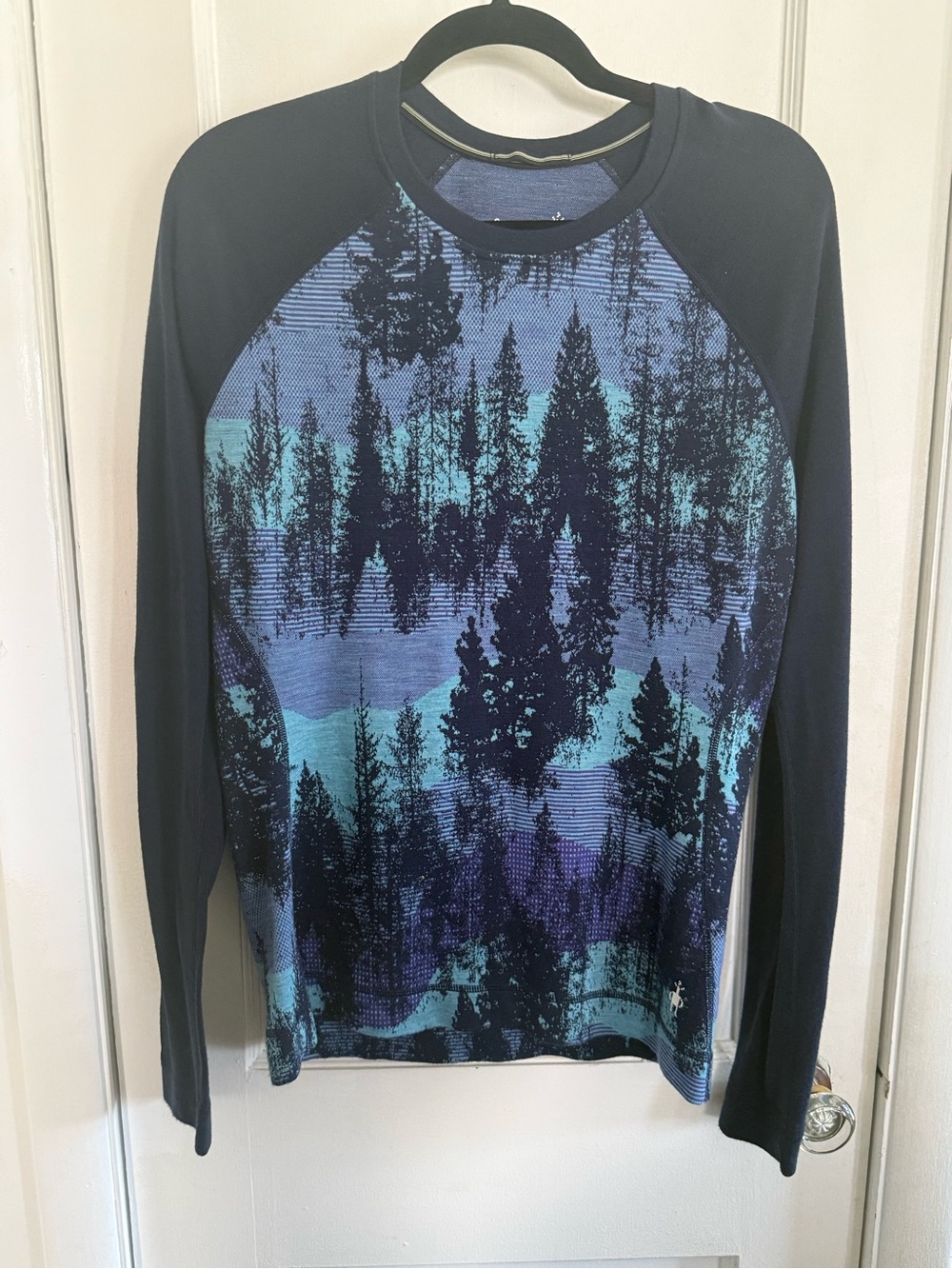 Smartwool Merino 250 Base Layer Pattern Crew Deep Forest Navy Size Large - Picture 4 of 8